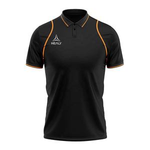 Kaos Polo Golf Pria, Hitam dengan Lis Oranye, Bernapas dan Cepat Kering, Kaos Polo Lengan Pendek, Pakaian Olahraga Ringan. - Product Image 1
