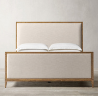 Ensemble de lit moderne en bois de chêne massif et tissu, 1,8 m, taille personnalisable, meubles de designer pour appartement et villa
