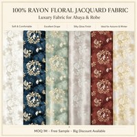 Robe Abaya de Luxe en Tissu Jacquard Floral 100% Rayonne, Effet Soyeux, Dubaï, Moyen-Orient