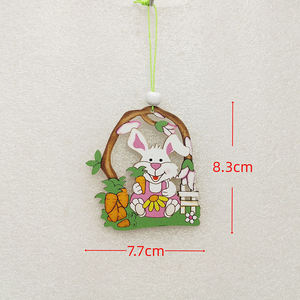 Petit lapin en bois à suspendre au mur, pendentif en bois, ornement de Pâques, vente en gros - Product Image 6