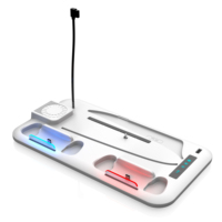 Support PS5 Slim pour console à disque et numérique, station de refroidissement et de charge PS5 avec éclairage ambiant RGB, chargeur de manette PS5 Slim