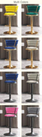Tabouret de bar moderne ergonomique en velours tufté diamanté avec cadre doré, pivotant à 360 degrés et hauteur réglable pour cuisine, salle à manger, café