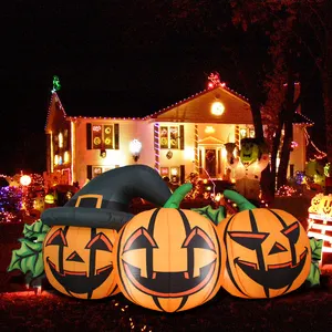 Calabaza inflable de Halloween para exteriores con luz Led, modelo de patio de vacaciones, decoración, soplado, 10 pies, 5 pies