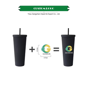 Mehrfarbiger 24oz Doppelwandiger Plastikbecher Wiederverwendbarer Blauer Tumbler Kunststoff-Trinkbecher Individueller 24 oz Eiskaffeebecher Mit Logo - Product Image 4