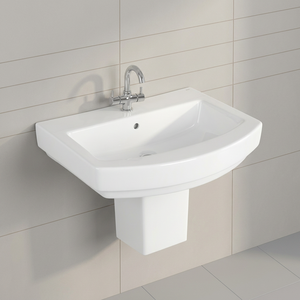 Gorgeous Design Rectangle Half Pedestal Ceramic Wash Basin Eco Friendly Water Resistant Economical - Product Image 6