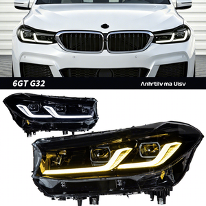 Faro LED para BMW Serie 6 G32 2017-2020, Conjunto de Faro Delantero con DRL Amarillo y Blanco, Lente LED Ojo de Ángel Dorado Modificado para 6GT - Product Image 1