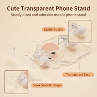 Support de téléphone universel flexible en acrylique en forme d'éléphant, réglable, pliable, transparent, avec base lestée antidérapante, pour utilisation sur bureau