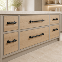 Poignée de meuble moderne en alliage d'aluminium noir mat pour tiroir de bar, armoire de cuisine, fabrication OEM, antirouille, durable