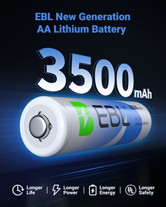 EBL Paquete de 8 Pilas AA de Litio de 1.5V, 3500mAh, Super Larga Duración, No Recargables, Pilas Secas de Litio Hierro, Doble A - Product Image 5