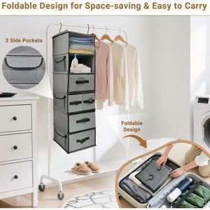 6-Layer Non Woven Hanging Closet Organizer with Foldable <b>Drawers</b> Collapsible Wardrobe <b>Storage</b> Shelves <b>for</b> Clothe Sweater Handbag - Product Image 5