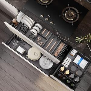 Tiroir de rangement de cuisine dissimulé en alliage d'aluminium, durable, facile à nettoyer, à ouverture interne peu profonde, avec compartiments, de la marque <span class=keywords><strong>Goldmine</strong></span> - Product Image 2