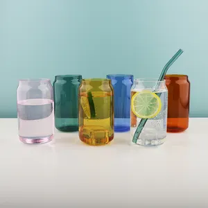 カスタマイズ可能な縦縞のコーヒージュースカップ透明ガラスアイスクリームミルクカップ