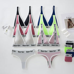 Setelan Olahraga Gaya Bikini Seksi, Bra V-cup Dalam, Set Thong Pinggang Rendah, Set Pakaian Dalam Wanita Erotis, Set Thong Pakaian Dalam Olahraga - Product Image 6