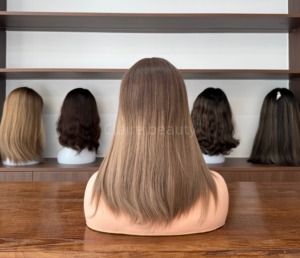 Perruques juives en dentelle de haute qualité en stock, couleur ombrée, cheveux vierges non traités, dentelle suisse, perruque juive en cheveux humains casher - Product Image 5