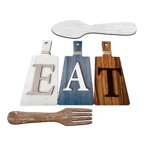 Tábua de corte de madeira, conjunto de pendurar para arte, cozinha, comer, sinal de madeira, placa de parede