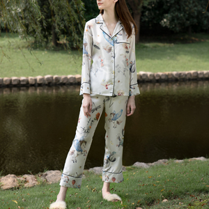 Set Pigiama Estivo Primaverile da <span class=keywords><strong>Donna</strong></span> in Seta 100% Tessuta, Alta Qualità, Lusso Leggero, Moda Traspirante, <span class=keywords><strong>Abbigliamento</strong></span> per <span class=keywords><strong>Casa</strong></span> - Product Image 5
