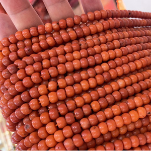 Tambour perles de corail naturel fabrication de bijoux perles de roue en vrac teints DIY <span class=keywords><strong>orange</strong></span> - Product Image 1