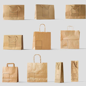 Sac en papier alimentaire jetable Kraft à poignée plate personnalisé pour restaurant - Product Image 2