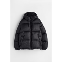 Veste matelassée à capuche pour femme, noire, OEM, écologique, en nylon rembourré, coupe-vent, respirante, chaude, pour l'hiver