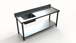 Heavy Duty Stainless Steel Kitchen <b>Work</b> <b>Table</b> with Single/Double Sink and Storage Shelf <b>for</b> Restaurant Prep - Product Image 4
