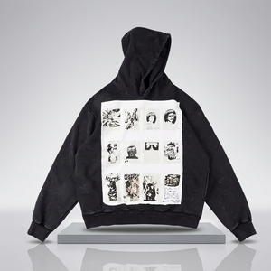 Men's Heavyweight DTG Printing 100% Cotton Woven Fabric Embroidered Pullover 450 GSM <b>Waterproof</b> Eco-friendly Breathable <b>Hoodie</b> - Product Image 3