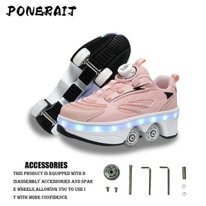Meilleur cadeau pour les filles Patins à roulettes d'extérieur rétractables à quatre roues Modes commutables pour les divertissements d'été - Product Image 5