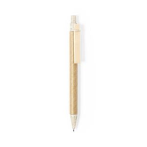 Stylo bille promotionnel classique en papier kraft recyclé, personnalisable avec logo, écologique, avec clip en plastique et bois – Offre spéciale - Product Image 1