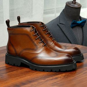 Luxury New Italian Style Handcrafted Genuine Leather Men's Oxford Shoes Autumn Business Formal Waterproof Breathable - Product Image 4