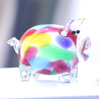 Artisanat en verre de Murano fait main, figurine de cochon arc-en-ciel colorée, sculpture, ornement, décoration pour la maison
