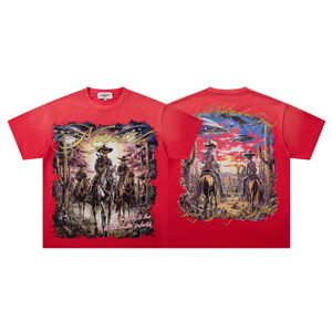 Camiseta para Hombre Majestik New High Street, 100% Algodón, Estilo <span class=keywords><strong>Vintage</strong></span> Lavado, con Pedrería, Estampado Digital Rojo, Diseño de Diseñador, Venta al Por Mayor - Product Image 6