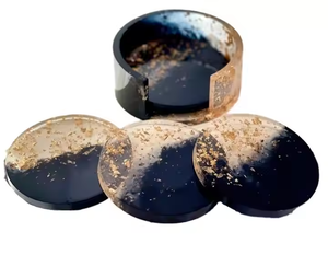 Round Resin <b>Coaster</b> <b>Set</b> of 4 Waterproof Drink <b>Coasters</b> Decorative Table Mats for Wedding Holiday Gift - Product Image 2