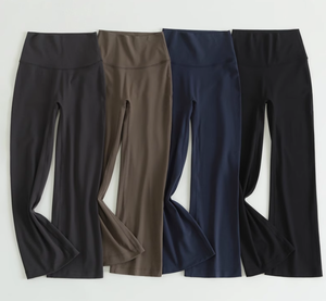 Los Pantalones Plegables con Cintura Alta y Corte Acampanado Realzan la Figura, Ideales para Yoga y Uso Casual Femenino - Product Image 2