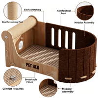 Arbre à chat en panneau de densité de feutre, griffoir et chaise longue combinés, style mignon, durable, avec boule à griffer sans peluches, jouet pour chat