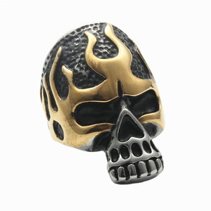 <b>Skull</b> <b>Ring</b> Titanium Steel Flame Design Men's Punk Style Jewelry Gift - Product Image 5
