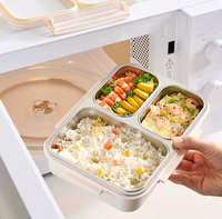 Boîte à bento multi-compartiments anti-fuite, récipient à lunch en plastique réutilisable avec couvercle hermétique, sortie d'usine