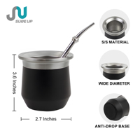 Ensemble de tasses à yerba maté avec logo personnalisé, 175 ml/270 ml, en acier inoxydable à double paroi