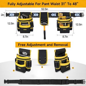 Ceinture <span class=keywords><strong>porte</strong></span>-outils magnétique professionnelle pour hommes, 26 poches, robuste, rembourrée, pour électricien, avec bretelles et boucle, durable - Product Image 6