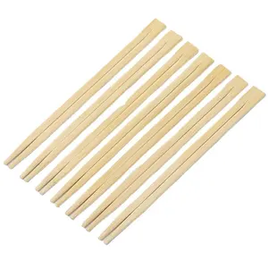 Sumpit bambu kembar 9 inci sekali pakai sendok garpu bulat halus sepenuhnya dibungkus putih polos oleh produsen