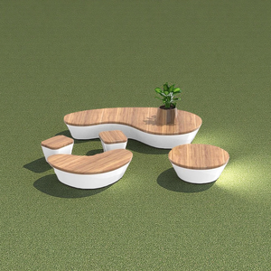 Grande sculpture de banc en fibre de verre, simple et créative, pour parc communautaire extérieur, siège unique pour fosse d'arbre, design paysager - Product Image 5