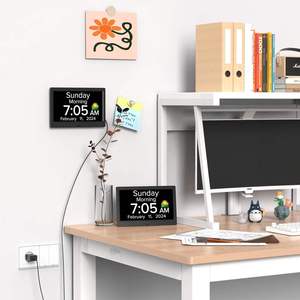 Horloge de bureau numérique moderne en plastique électronique de 10,1 pouces avec fonction de veille automatique, lecture vidéo, MP3, fonction de répétition - Product Image 4