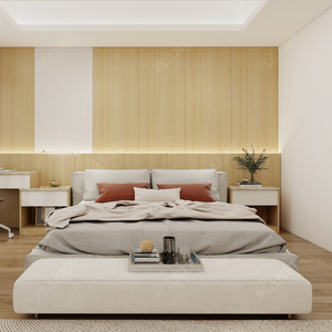 Recién llegado, muebles de dormitorio de Hotel de lujo, marco de cama de tamaño personalizable con diseño contemporáneo de panel de madera blanda - Product Image 1