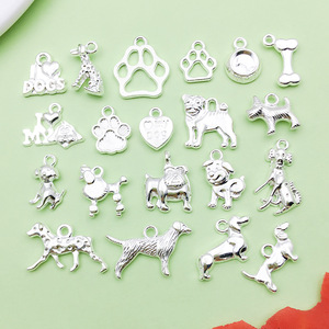 Pendentifs en alliage d'argent en forme de chien, designs variés pour la fabrication de bijoux, bracelets et colliers DIY - Product Image 1