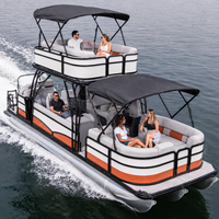 Bateau ponton en aluminium à double pont de 30 pieds, certifié CE, pour excursions touristiques, barge de passagers, 200 CV, fabrication OEM personnalisée