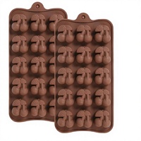 Mini kersen-vormige siliconen malletjes, 2 stuks, BPA-vrij, food grade, 15 holtes, ovenbestendig voor chocolade, snoep, gummy, gelei, fruit snacks