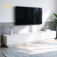 Kabinet TV Kayu Mewah Gaya Midcentury dengan Desain Profil Rendah, Penyimpanan Modern untuk Ruang Tamu, Kabinet TV Lebar