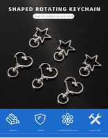 Pièces de porte-clés en métal pour bricolage, fermoir de homard rotatif et boucles en forme de cœur, fermetures de bijoux de remplacement pour porte-clés, 20 pièces