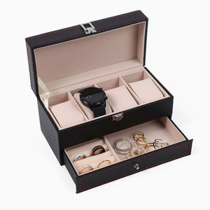 Boîte de rangement pour montres en fibre de carbone double couche, best-seller, boîte à bijoux, boîte de rangement pour montres à 4 couches, vente en gros d'usine - Product Image 2