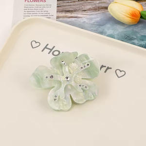 Nueva Pinza de Pelo de Acetato Colorida con Diseño de Flor de Cinco Pétalos y Perla, Estilo Despeinado y Elegante - Product Image 6