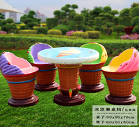 Modernes Kreatives Hochwertiges Fiberglas-Ei-Stuhl-Tisch-Statue-Bank-Set für Einkaufszentren, Außenbereiche und Gartendekoration