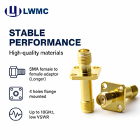 Adaptateur LWMC SMA Femelle-Femelle à 4 Trous, Montage sur Bride, Plaqué Or, Contact Externe, 1.20 Max, Jusqu'à 18 GHz, Faible VSWR